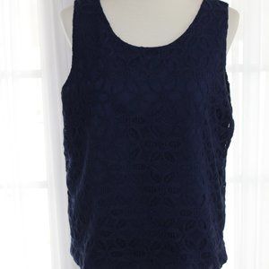 Blue lined tank top with flower patter